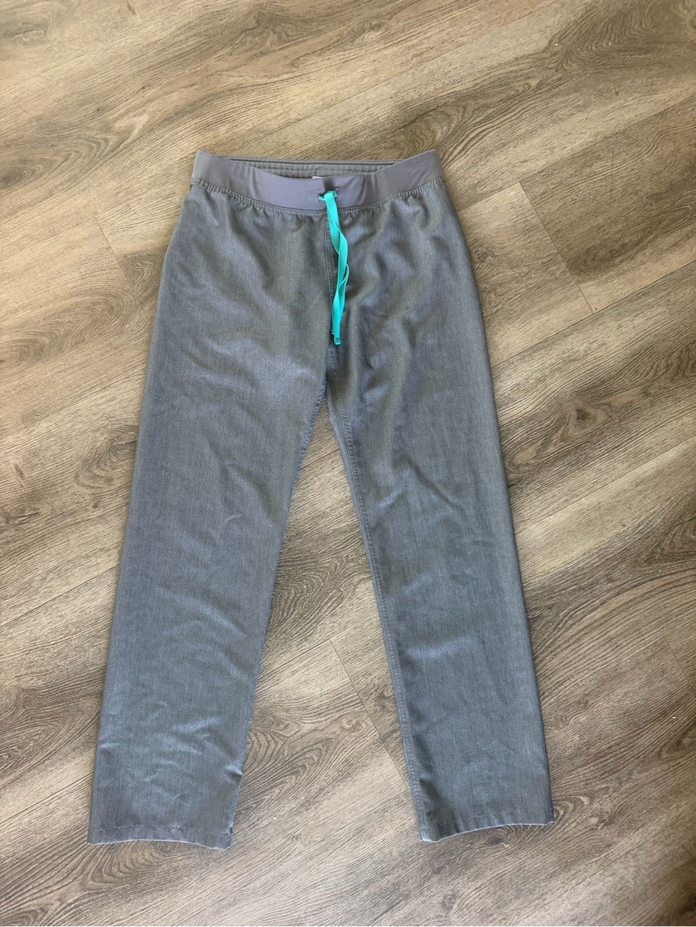 Figs Gray Sweatpants with Teal Drawstring Technical Collection